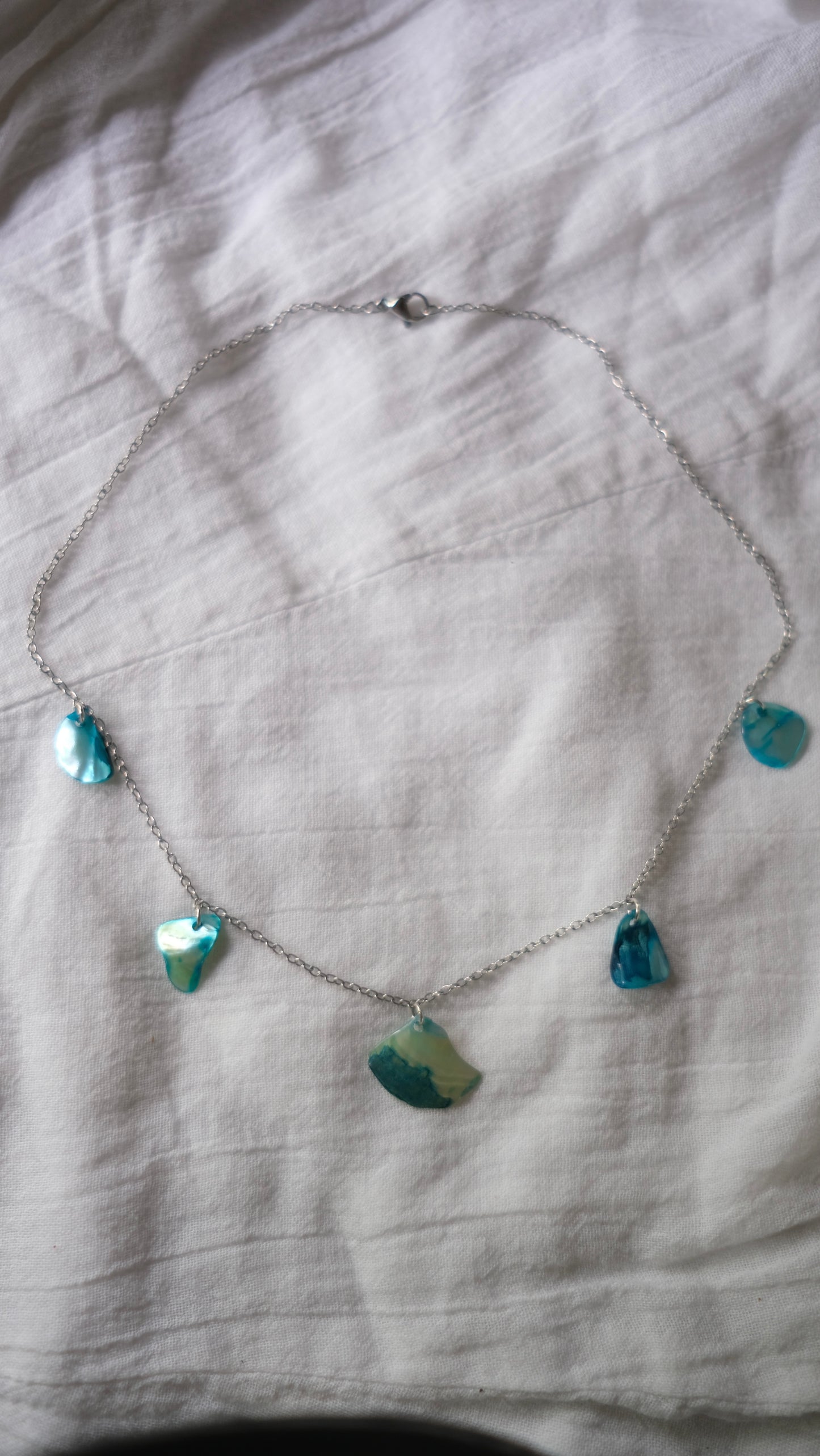 Turquoise Shell Silver Necklace