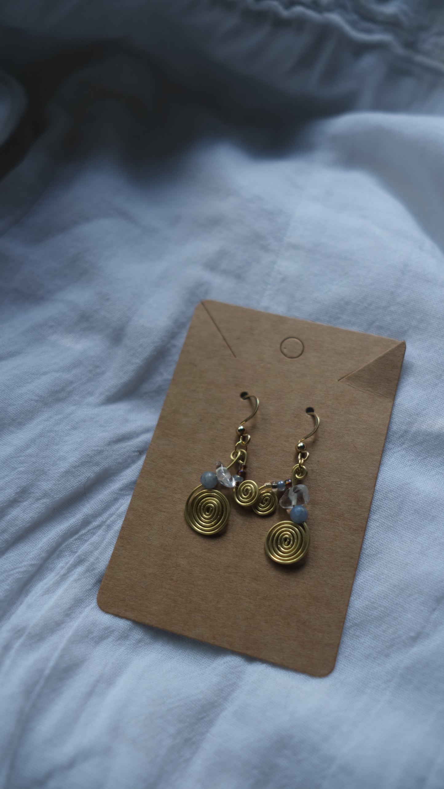 Gold Spiral Quartz Earrings