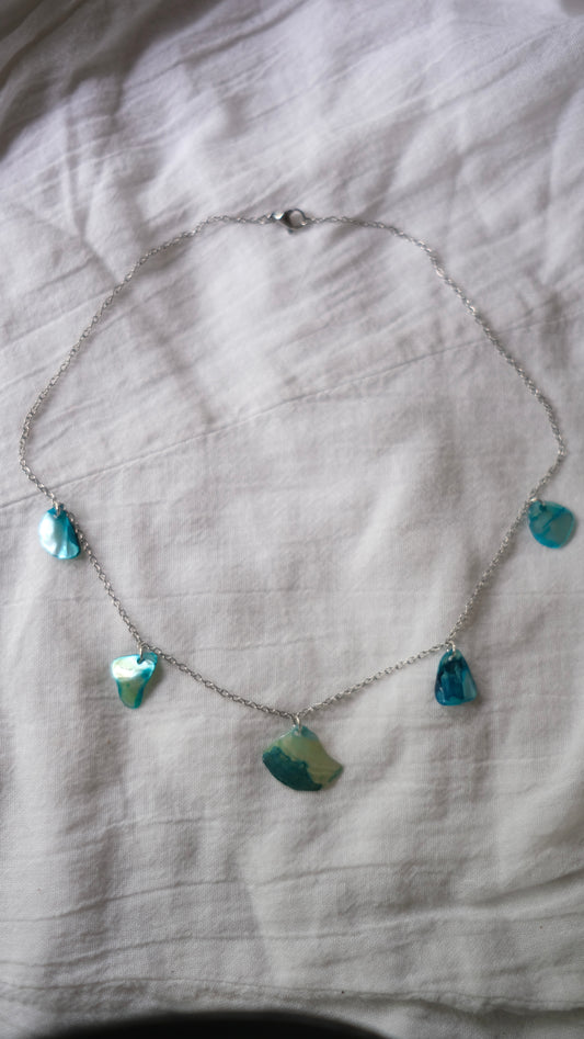 Turquoise Shell Silver Necklace
