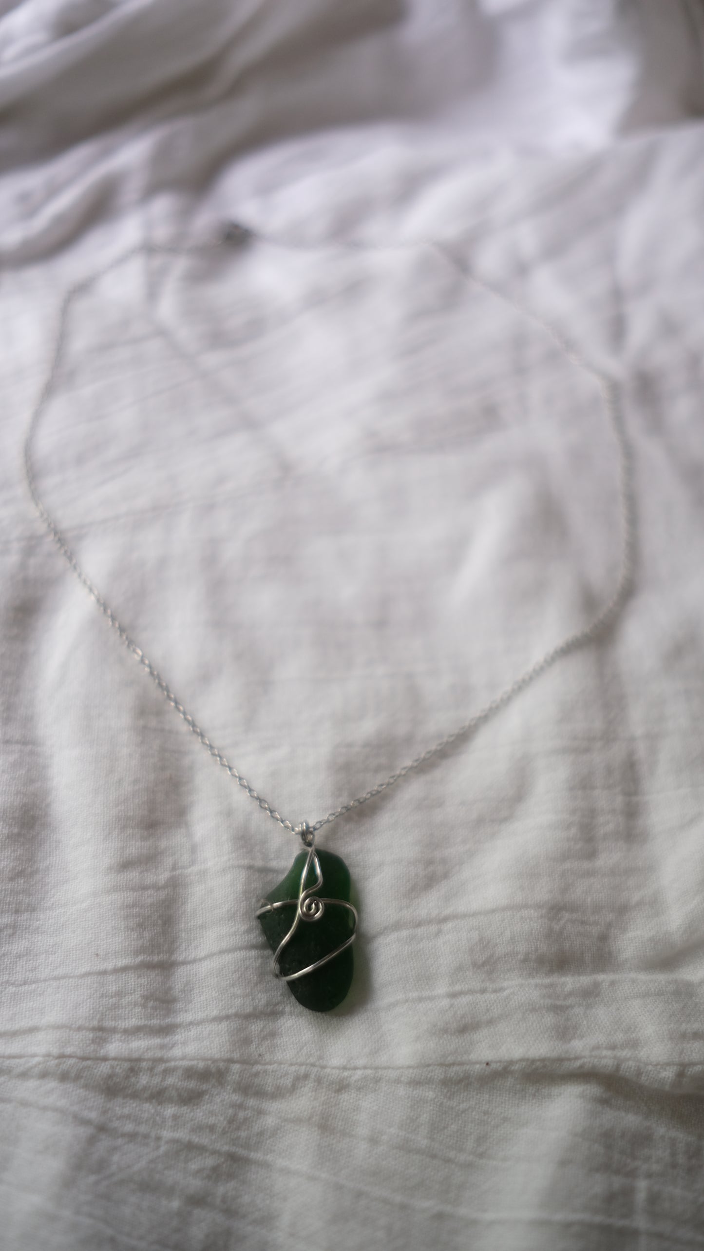Wire Wrapped Sea Glass Pendant