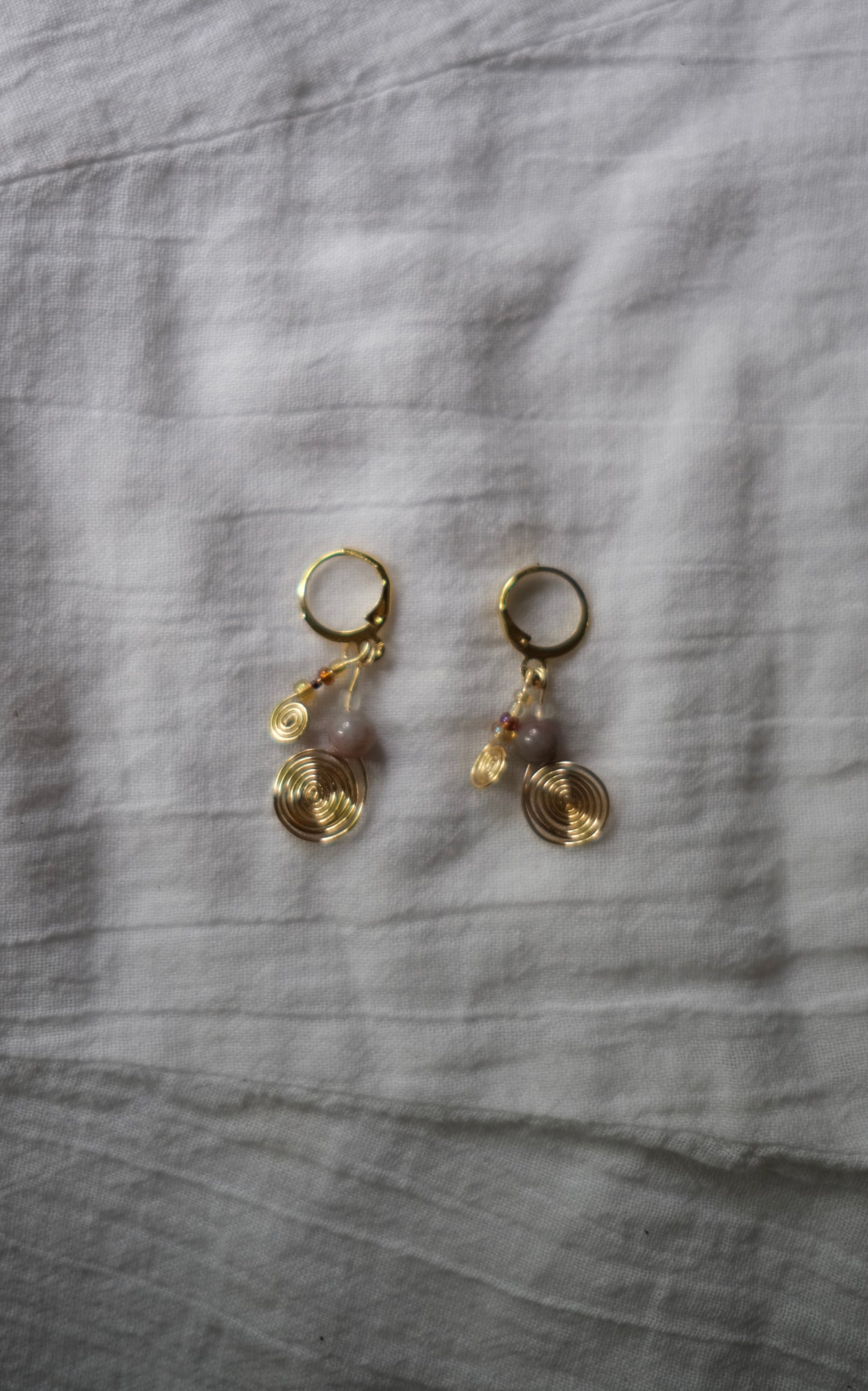 Gold Spiral Agate Earrings