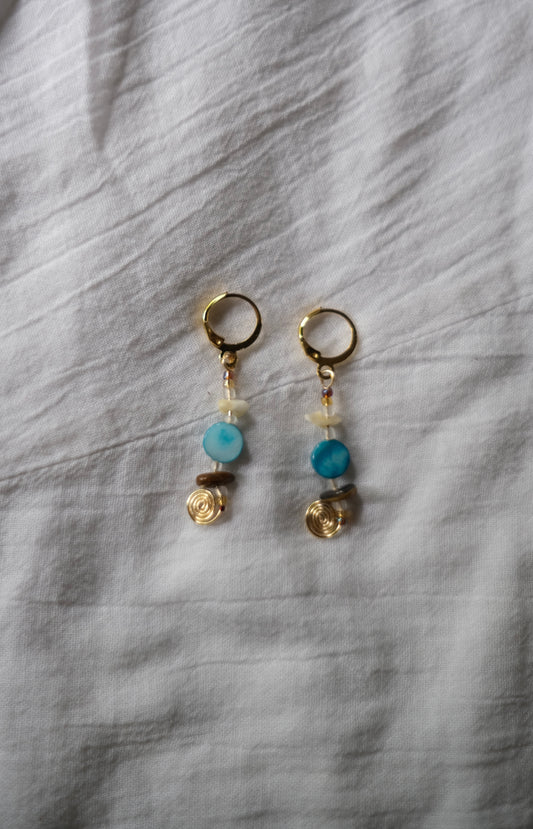 Gold Turquoise Shell Drop Earrings
